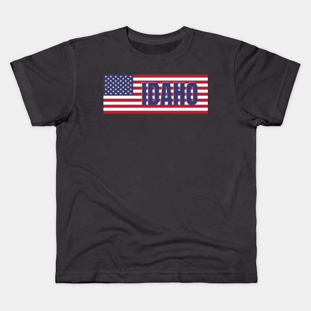 Idaho State in American Flag Kids T-Shirt by aybe7elf